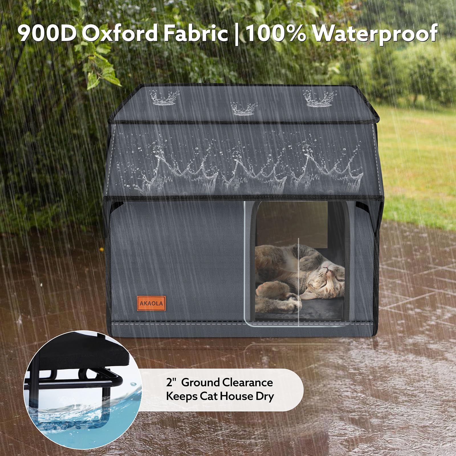 AKAOLA Large Heated Cat House – Weatherproof Outdoor Shelter with Heating Pad
