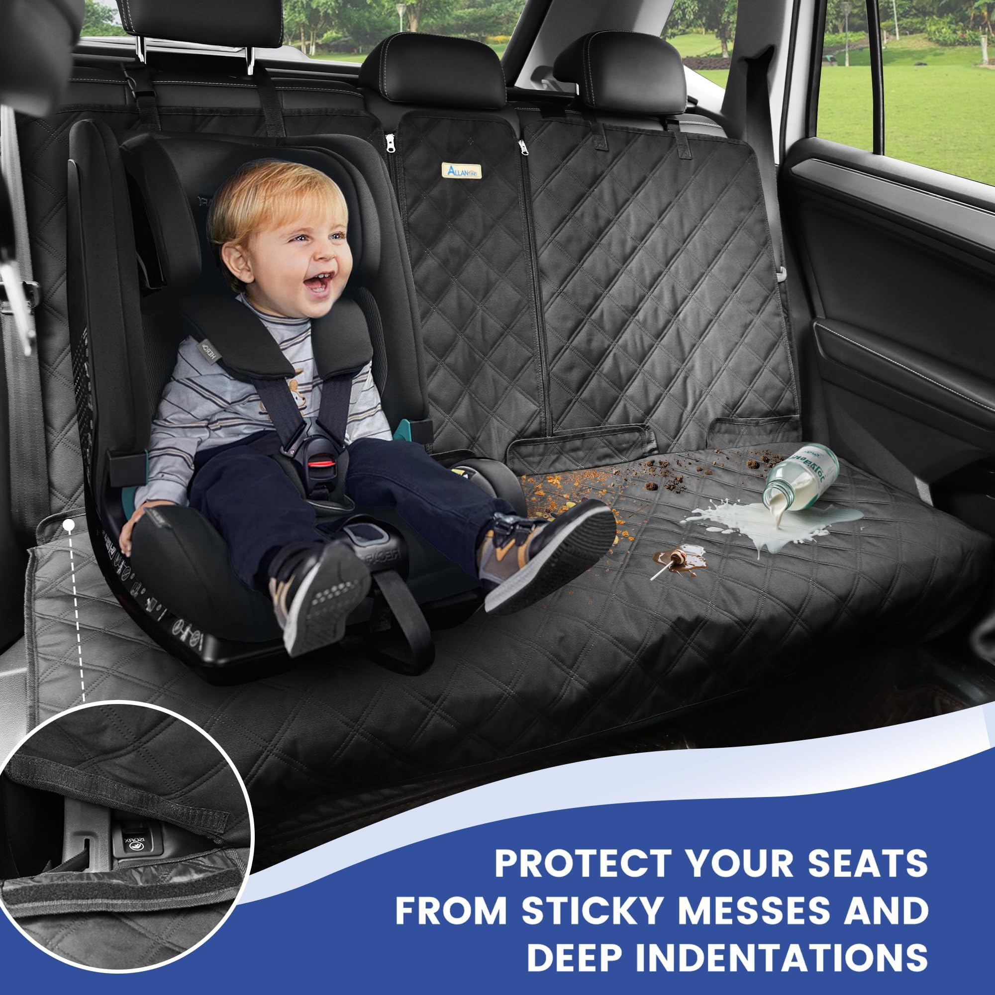 ALLANSING XL Back Seat Cover for Full-Size Trucks & SUVs | Heavy-Duty 900D Waterproof, Easy Clean