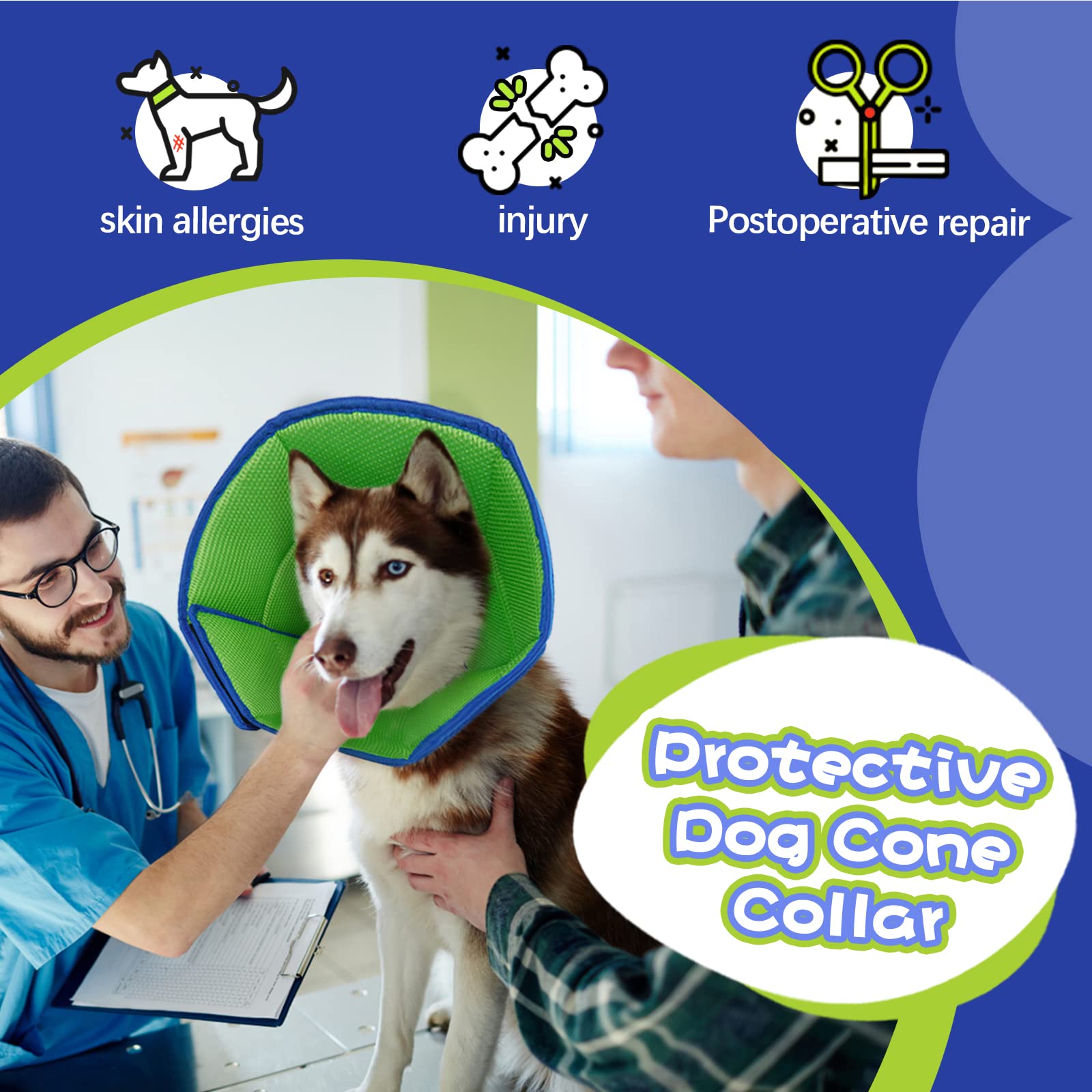 Allroaring Dog Cone for Large Dogs — Soft, Adjustable E-Collar
