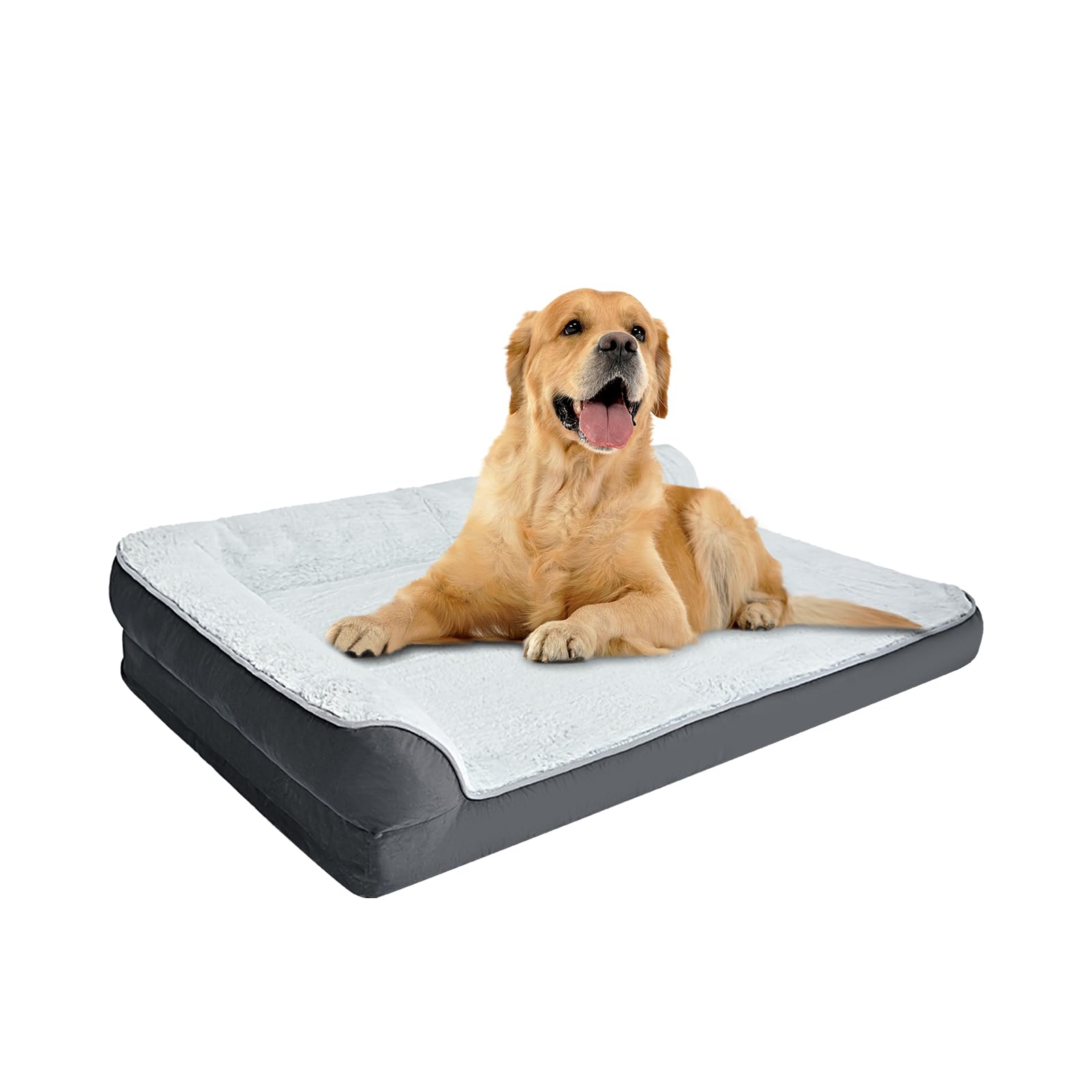Amazon Basics Washable L-Shaped Dog Bed for Large Dogs – Anti-Slip Indoor Crate Bed (42x30x8 in, Gray)