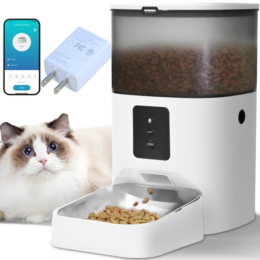 ANDOLL HOME 2.4G WiFi Automatic Cat Feeder — 4L, 10 Meals/Day, Voice Recorder