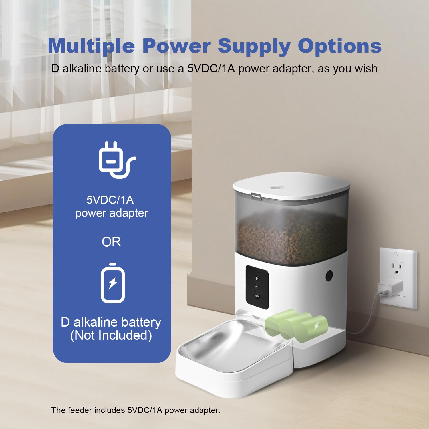ANDOLL HOME 2.4G WiFi Automatic Cat Feeder — 4L, 10 Meals/Day, Voice Recorder