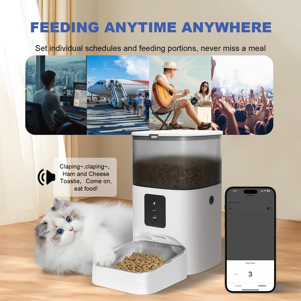 ANDOLL HOME 2.4G WiFi Automatic Cat Feeder — 4L, 10 Meals/Day, Voice Recorder