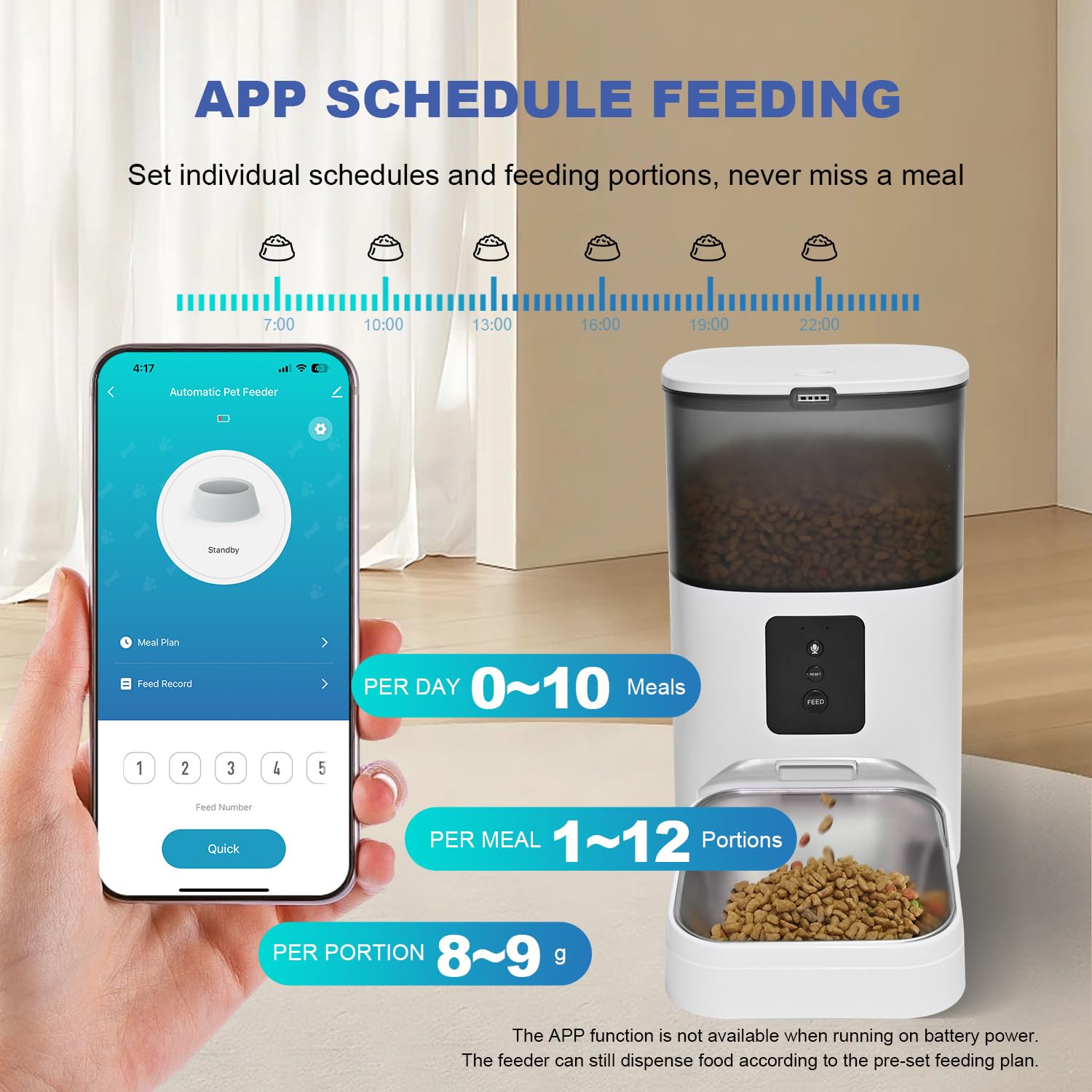 ANDOLL HOME 2.4G WiFi Automatic Cat Feeder — 4L, 10 Meals/Day, Voice Recorder
