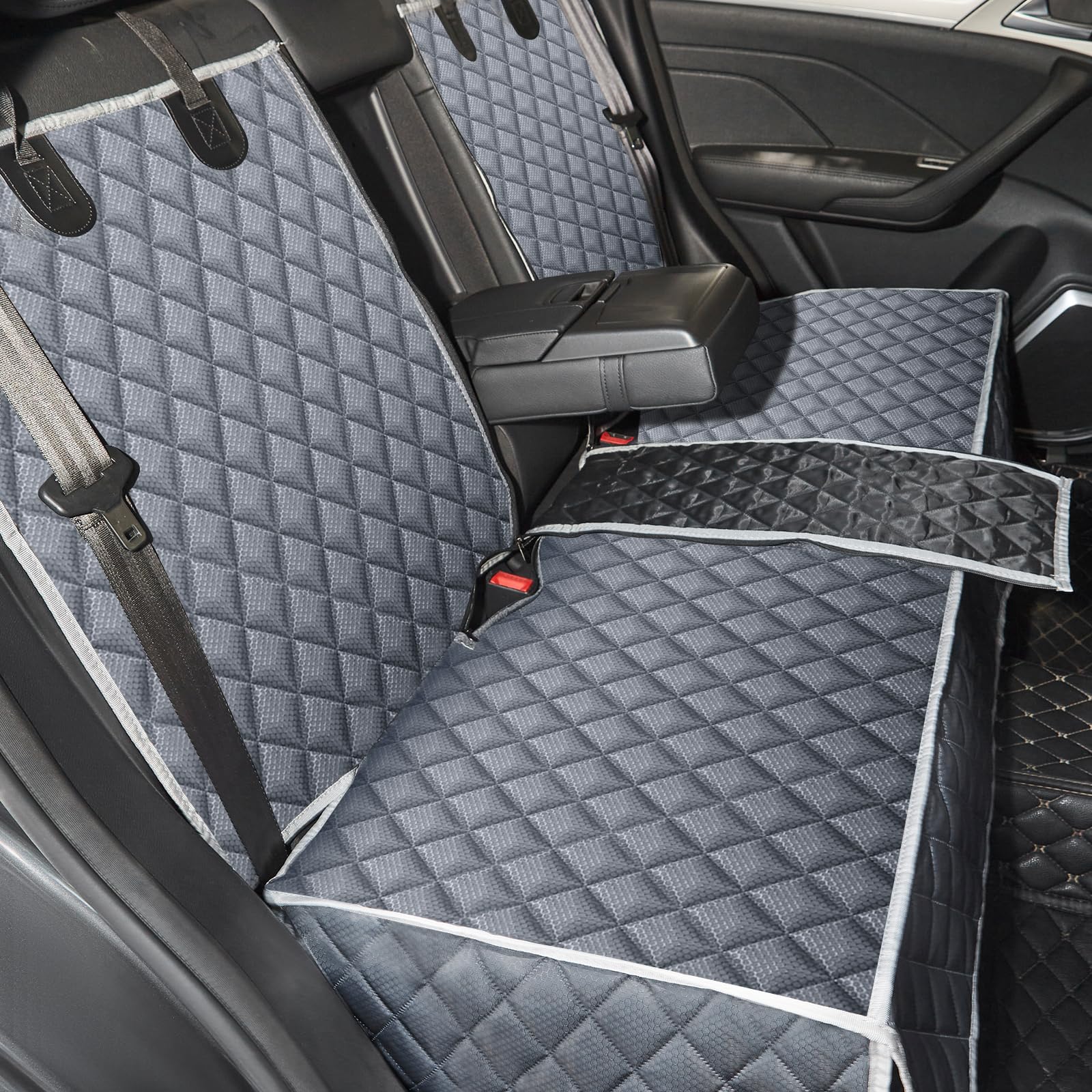 ANOSOSPECIAL Grey Dog Car Seat Cover X-Large — Waterproof, Non-Stick Fur, Universal Fit
