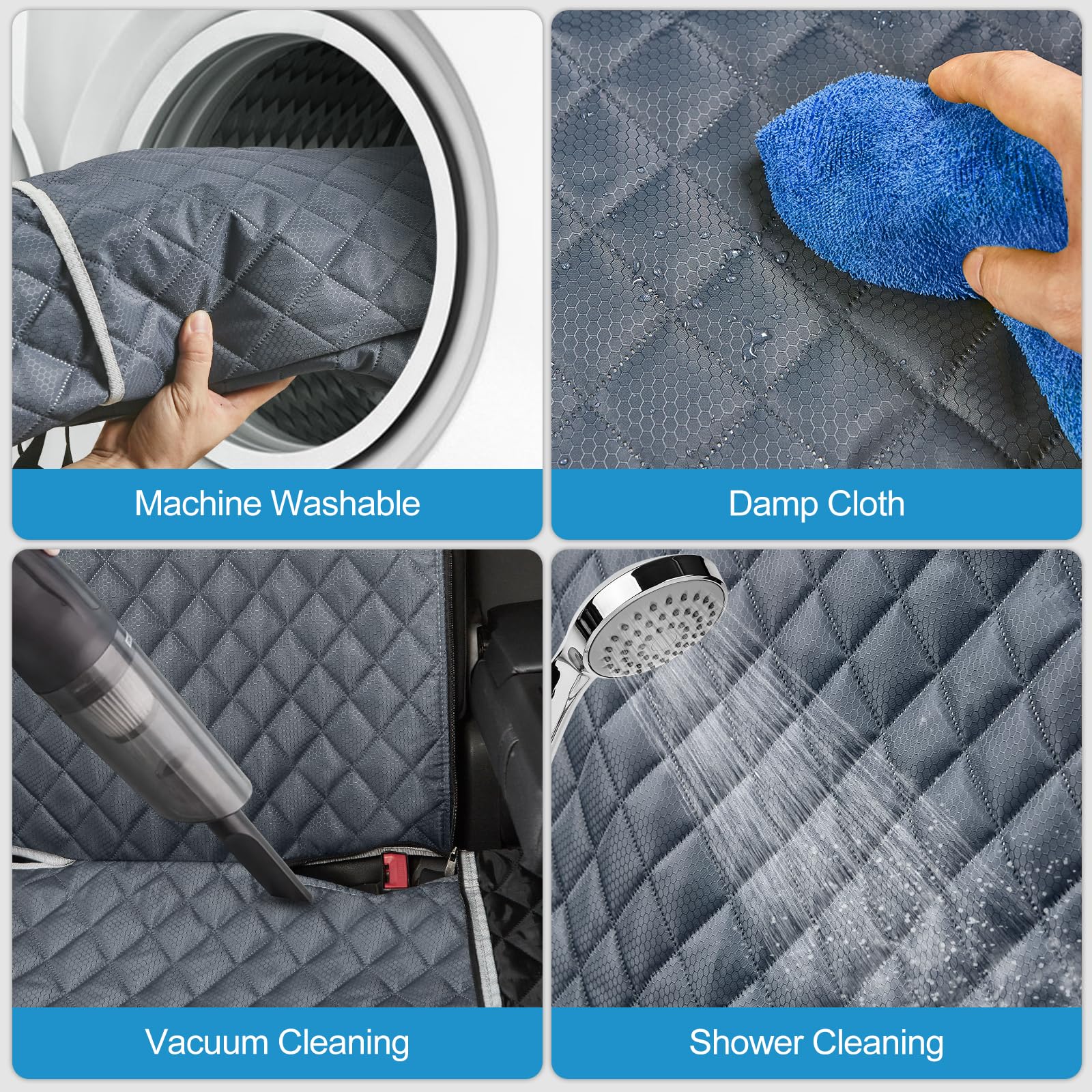 ANOSOSPECIAL Grey Dog Car Seat Cover X-Large — Waterproof, Non-Stick Fur, Universal Fit