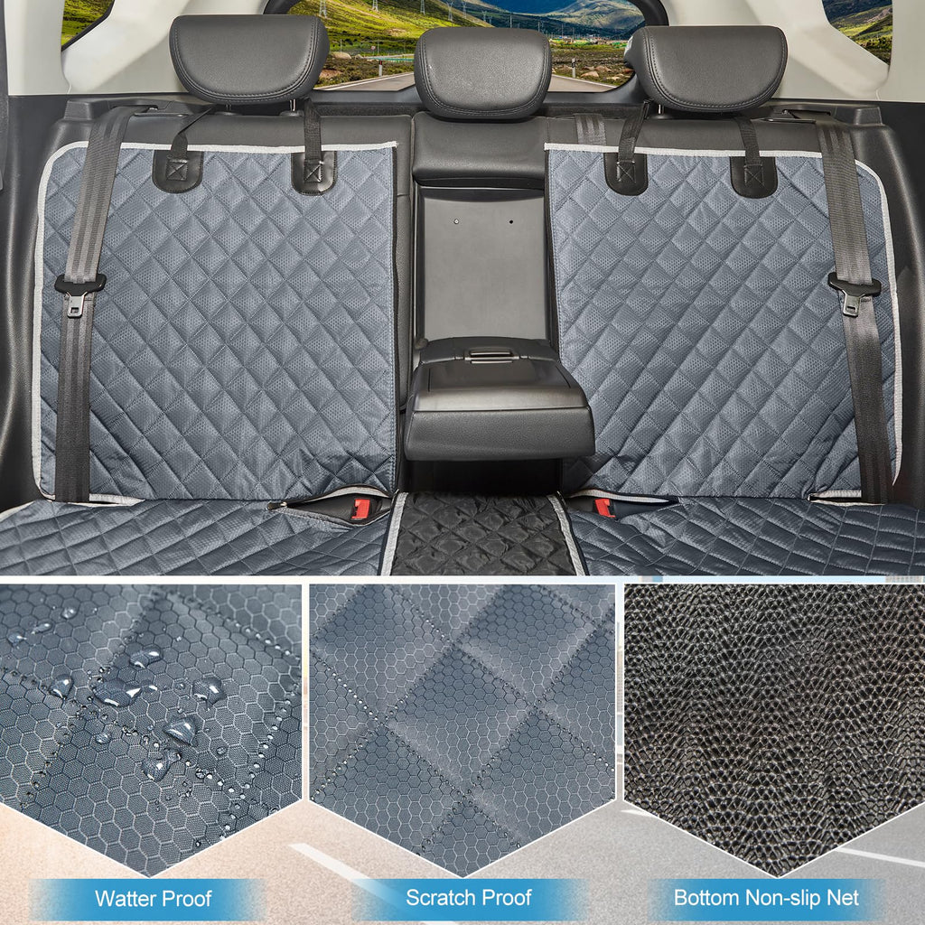 ANOSOSPECIAL Grey Dog Car Seat Cover X-Large — Waterproof, Non-Stick Fur, Universal Fit