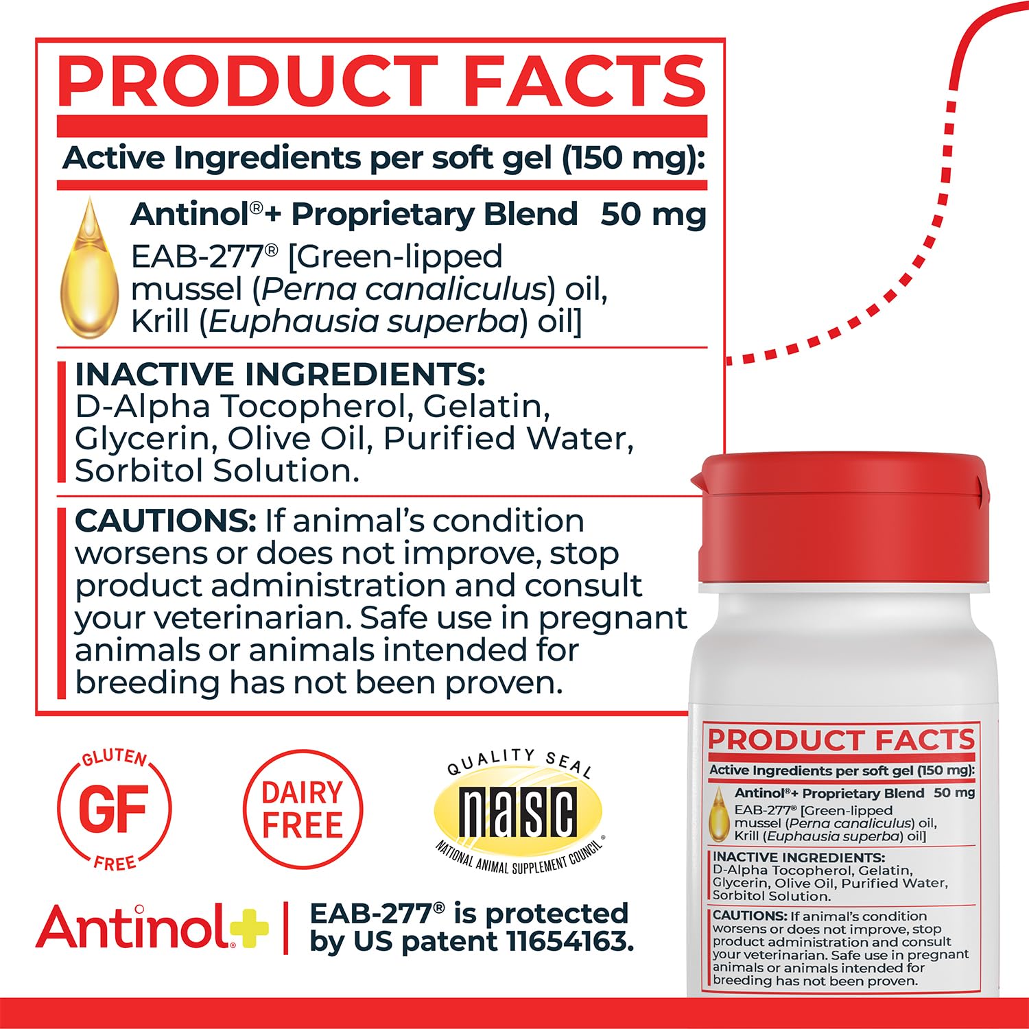 Antinol Plus Joint Support for Dogs | Green-Lipped Mussel & Krill Oil