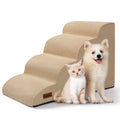 Aodisman 4-Step Dog Steps for Bed — Indoor Non-Slip Pet Stairs, 17.4 Inches, Khaki