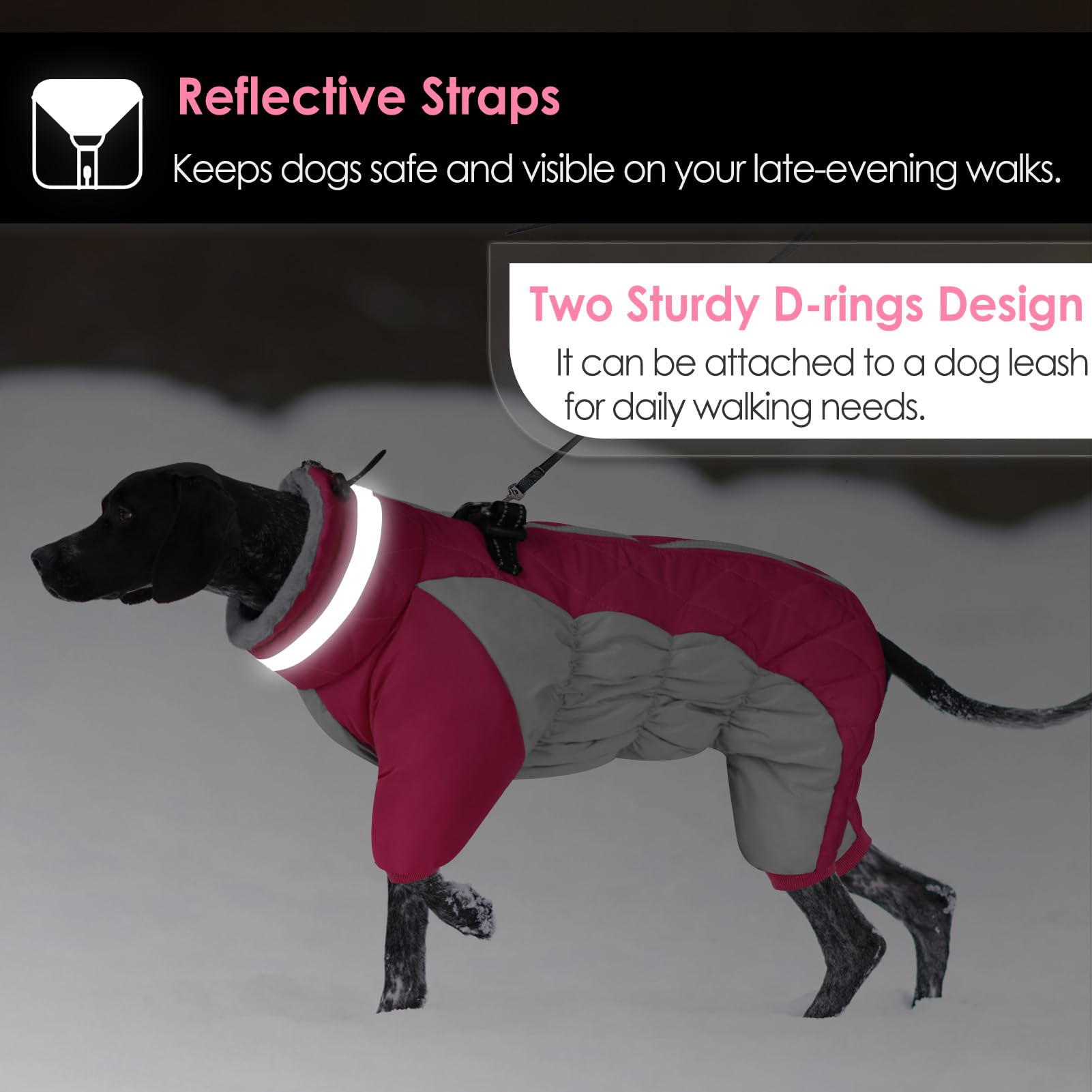 AOFITEE Small Dog Coat - Warm Winter Jacket with Built-in Harness, Reflective Puffer