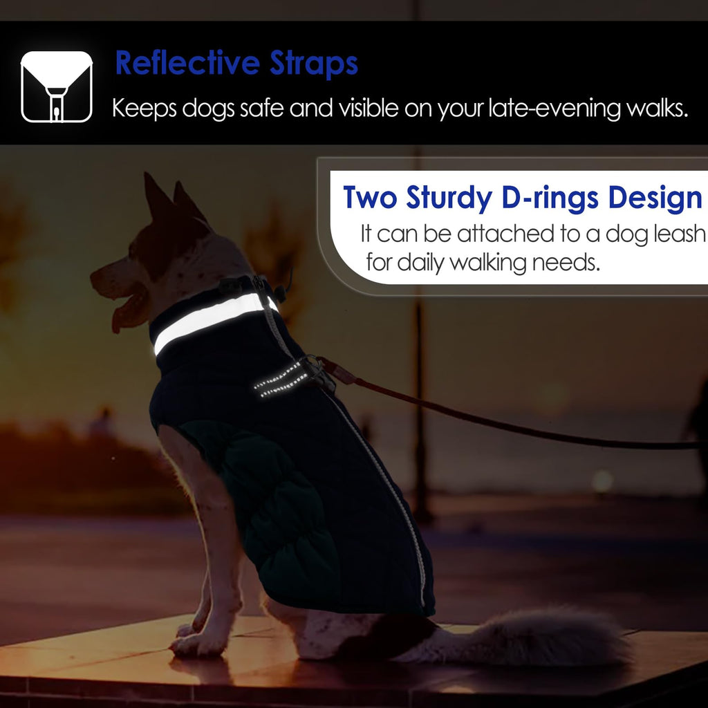 AOFITEE Dog Coat - Warm Winter Jacket with Built-in Harness | Waterproof Fleece Vest for Small to Large Dogs - Navy