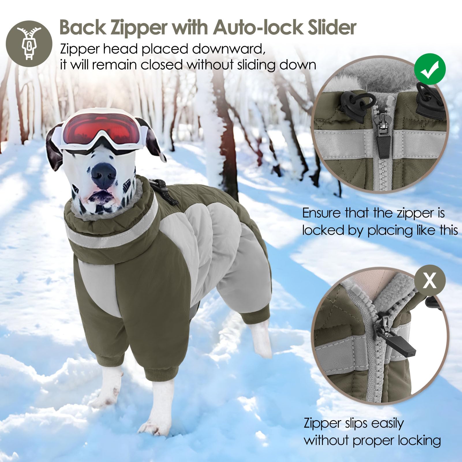 AOFITEE Dog Coat Warm Puffer Jacket with Harness | Windproof & Reflective
