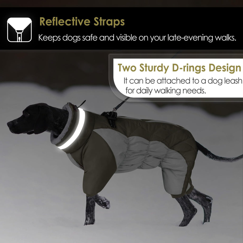 AOFITEE Dog Coat Warm Puffer Jacket with Harness | Windproof & Reflective