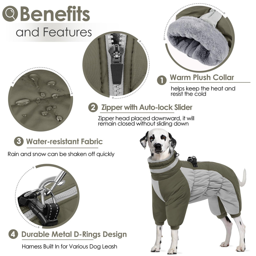 AOFITEE Dog Coat Warm Puffer Jacket with Harness | Windproof & Reflective