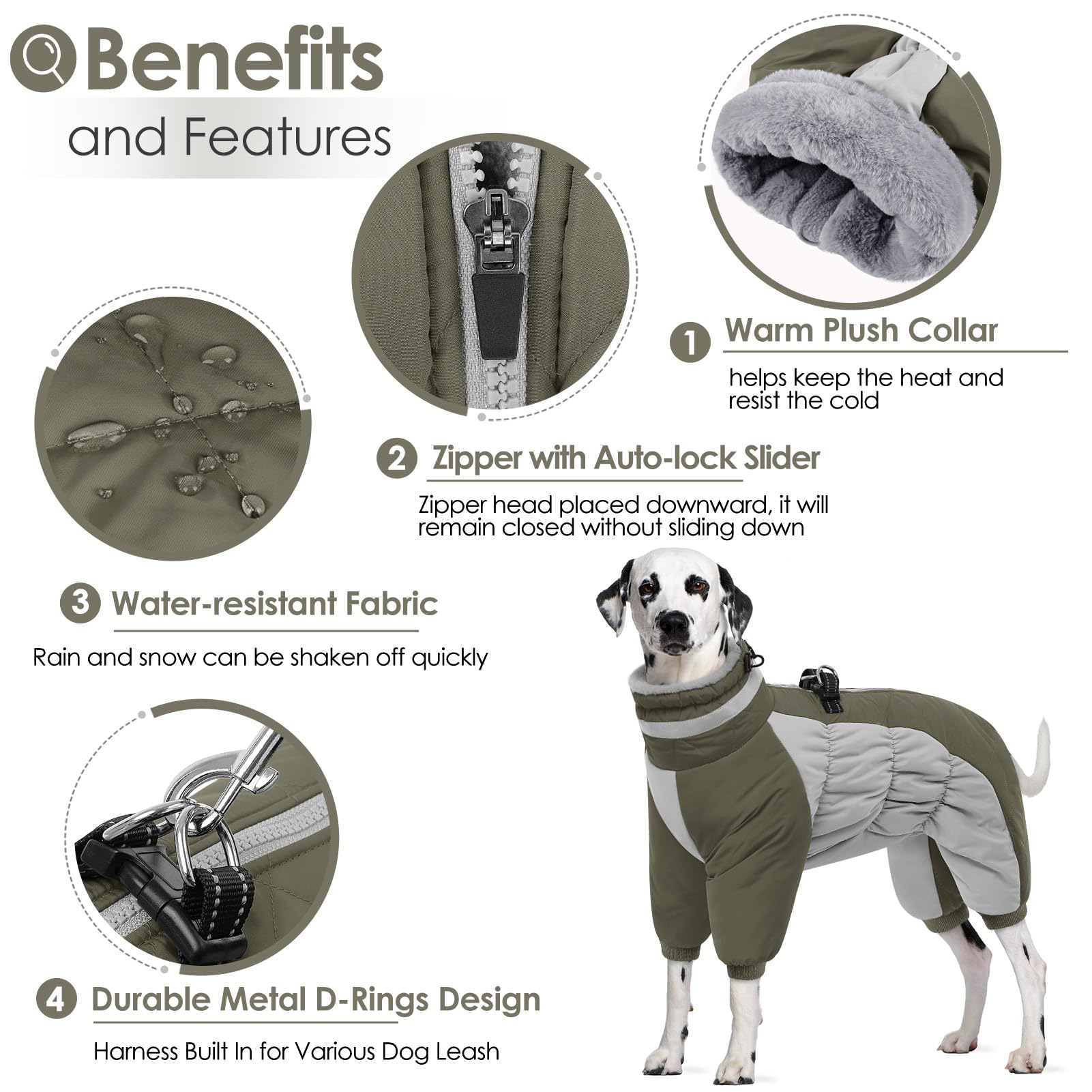 AOFITEE Dog Coat Warm Puffer Jacket with Harness | Windproof & Reflective