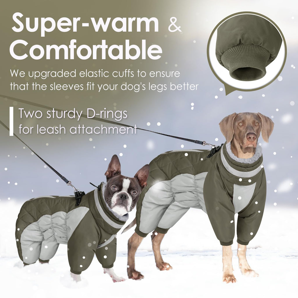 AOFITEE Dog Coat Warm Puffer Jacket with Harness | Windproof & Reflective