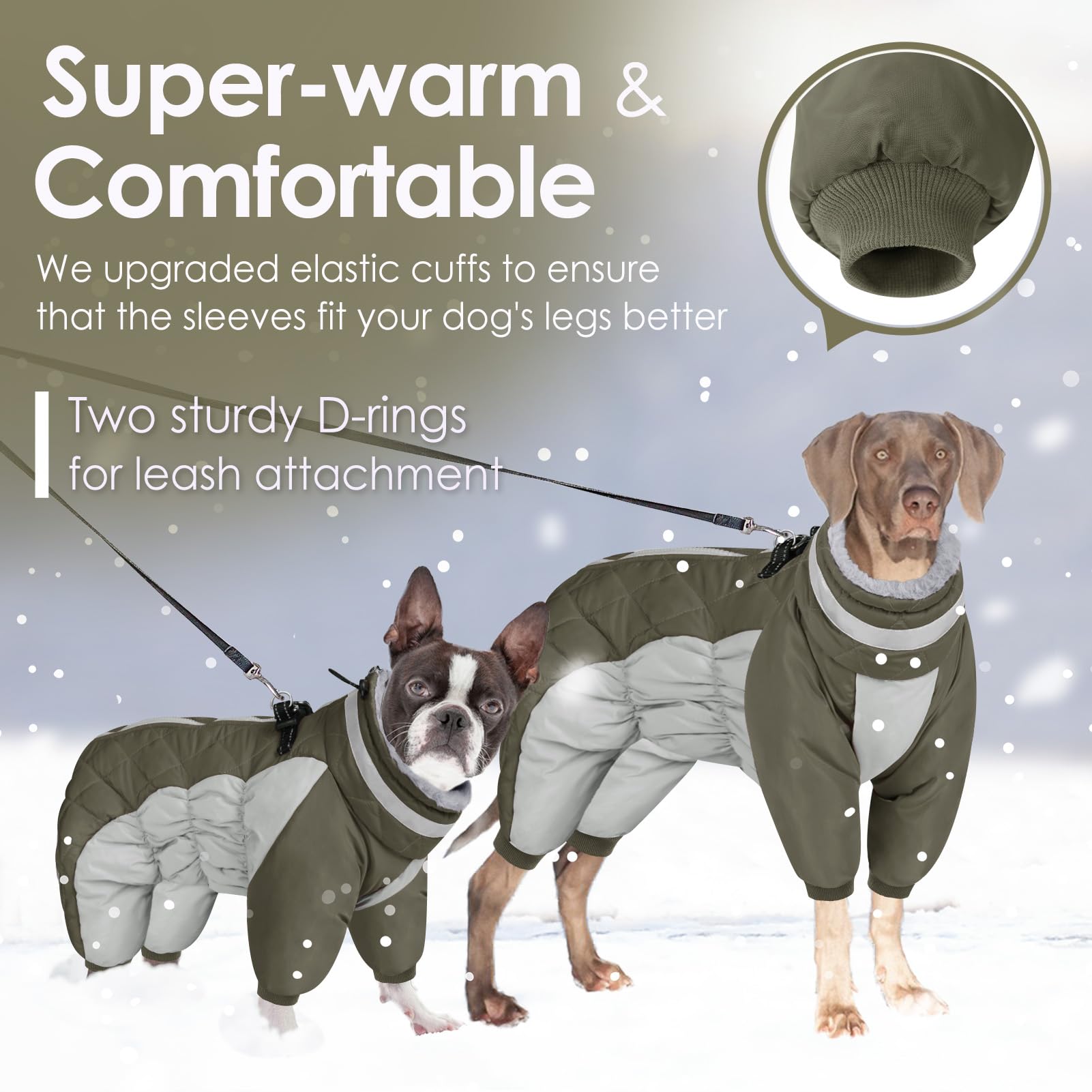 AOFITEE Dog Coat Warm Puffer Jacket with Harness | Windproof & Reflective