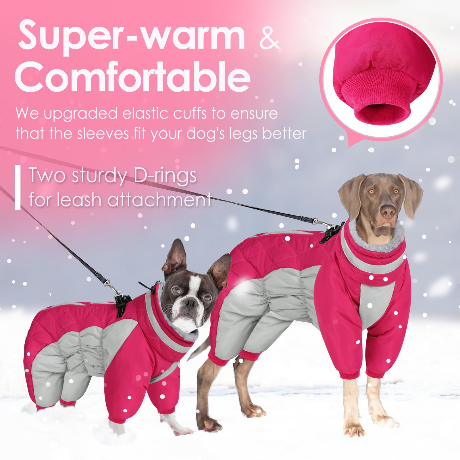AOFITEE Small Dog Coat - Warm Winter Jacket with Built-in Harness, Reflective Puffer