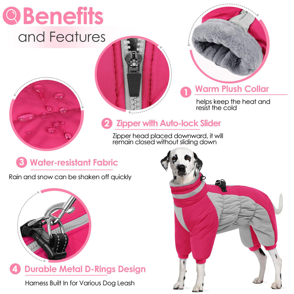 AOFITEE Small Dog Coat - Warm Winter Jacket with Built-in Harness, Reflective Puffer