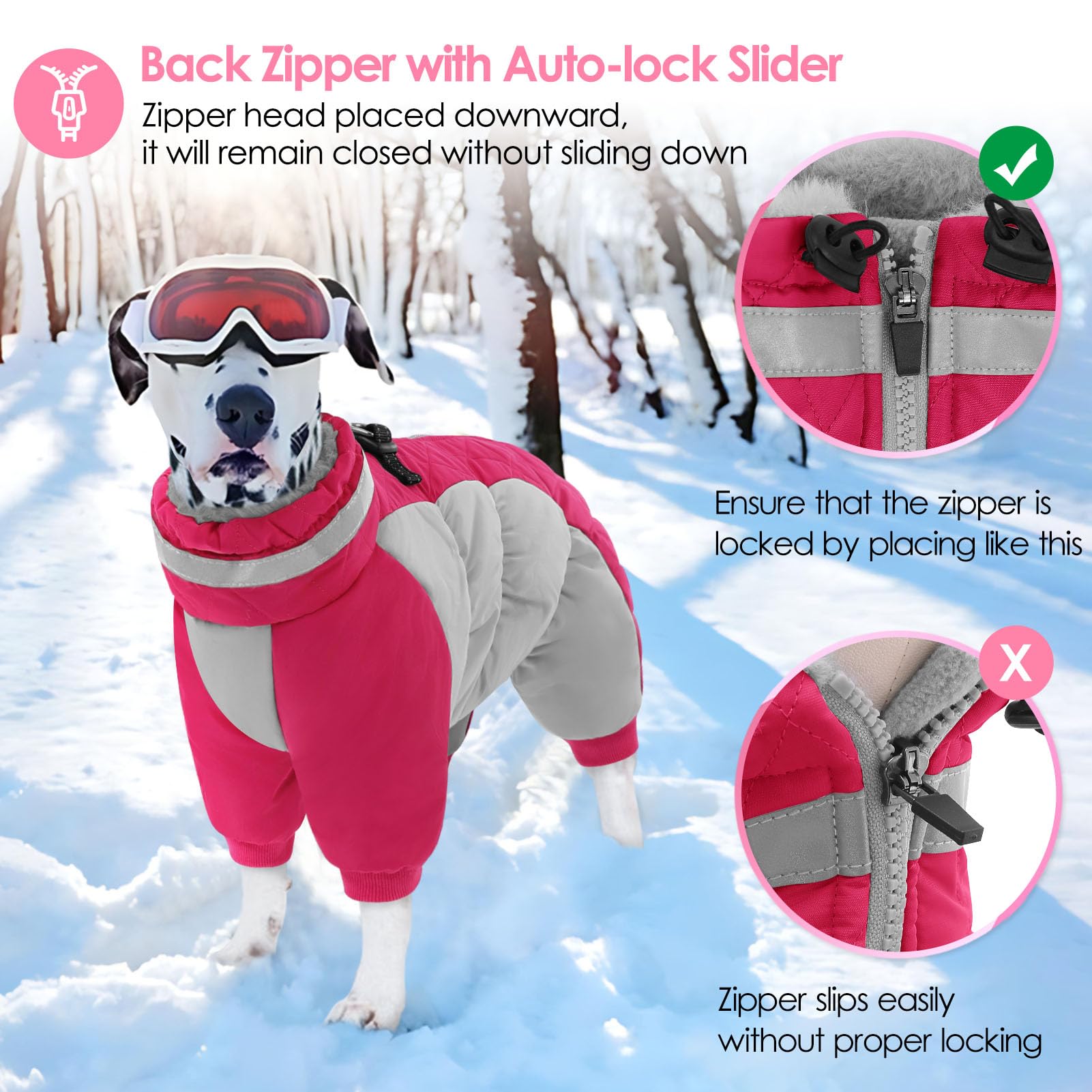 AOFITEE Small Dog Coat - Warm Winter Jacket with Built-in Harness, Reflective Puffer