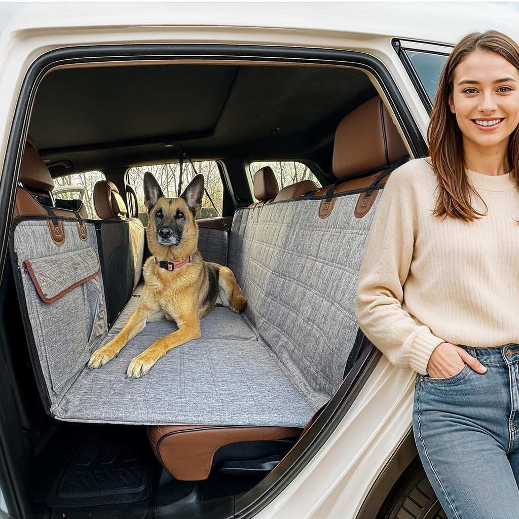 APetsPlanet Dog Car Seat Cover – Waterproof Backseat Hammock with Mesh Window, Storage & Door Covers
