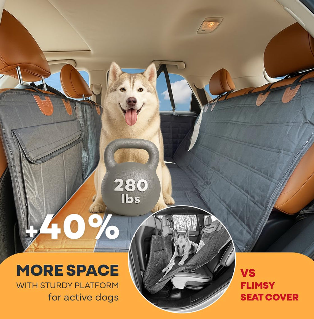 APetsPlanet Dog Car Seat Cover – Waterproof Back Seat Hammock with Mesh Window & Door Covers