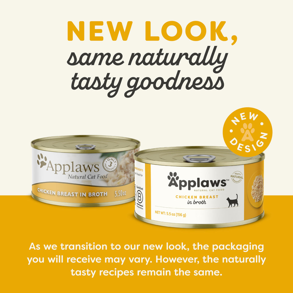 Applaws Wet Cat Food – 24-Count Limited Ingredient Canned Cat Food with Chicken Breast in Broth (5.5oz)