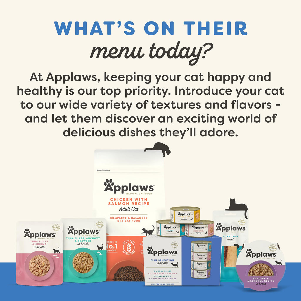 Applaws Natural Wet Cat Food in Broth — Tuna Fillet with Salmon, Limited Ingredients (24 x 2.47oz Cans)