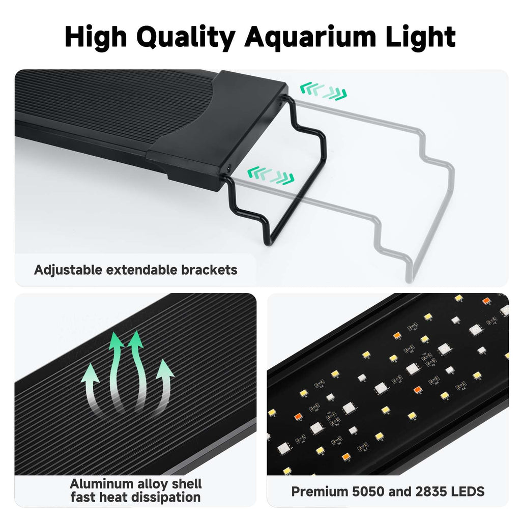 AQQA LED Aquarium Light for 24-32 Inch Tanks | 24/7 Mode & DIY Full Spectrum