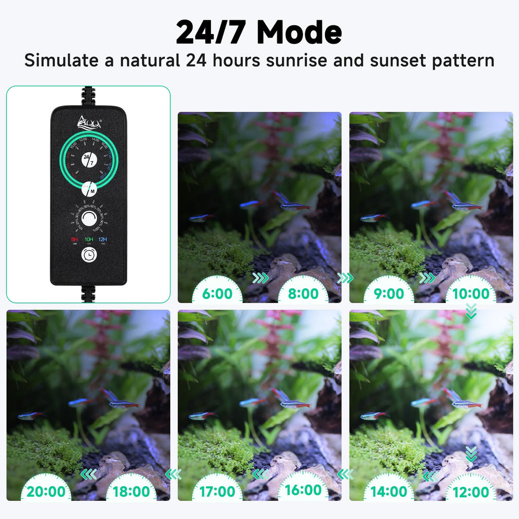 AQQA LED Aquarium Light for 24-32 Inch Tanks | 24/7 Mode & DIY Full Spectrum