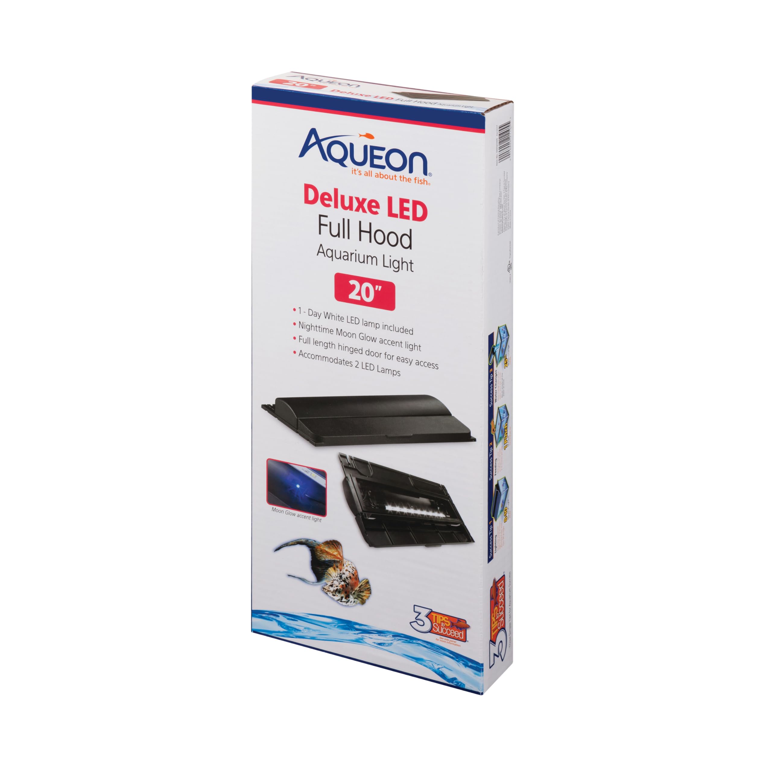 Aqueon LED Deluxe Full Hood for 20-Inch Aquarium | Day White LED, Moon Glow