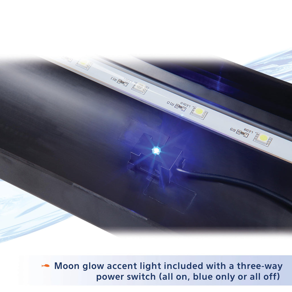 Aqueon LED Deluxe Full Hood for 20-Inch Aquarium | Day White LED, Moon Glow
