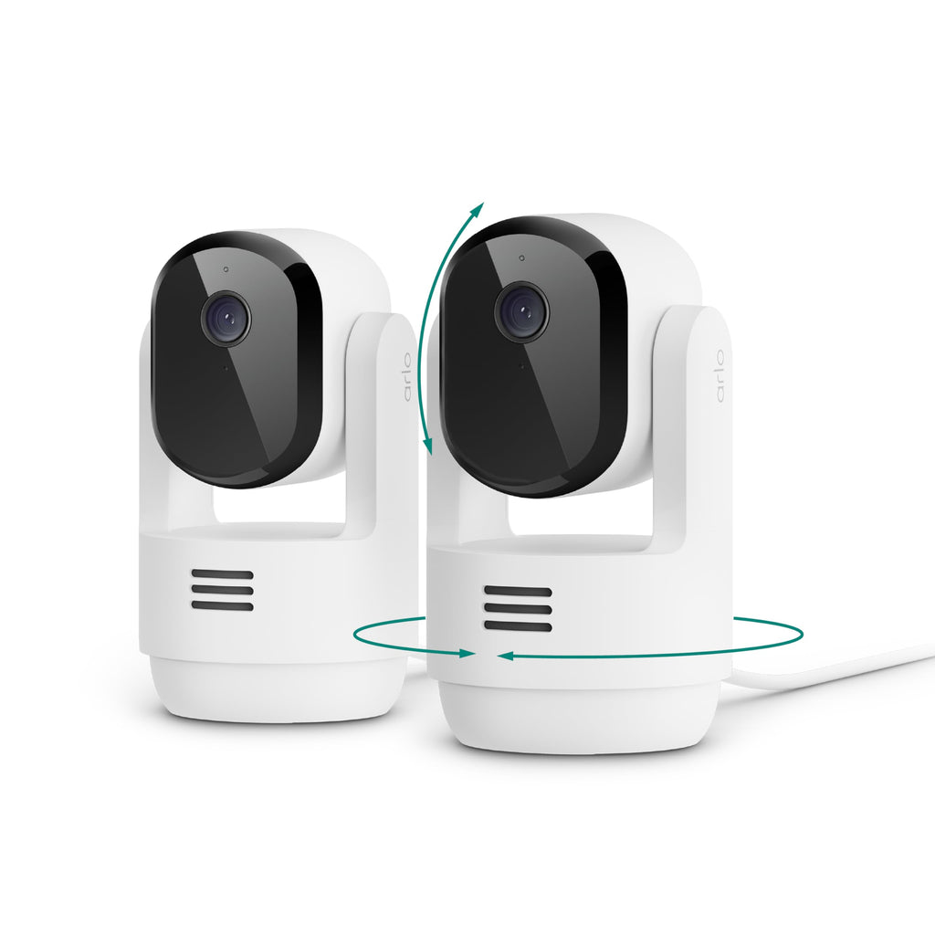 Arlo Essential Indoor Pan Tilt Security Camera 2K Kit (2-Cam) – 2025 Release, Wired Power, 360° View, Night Vision