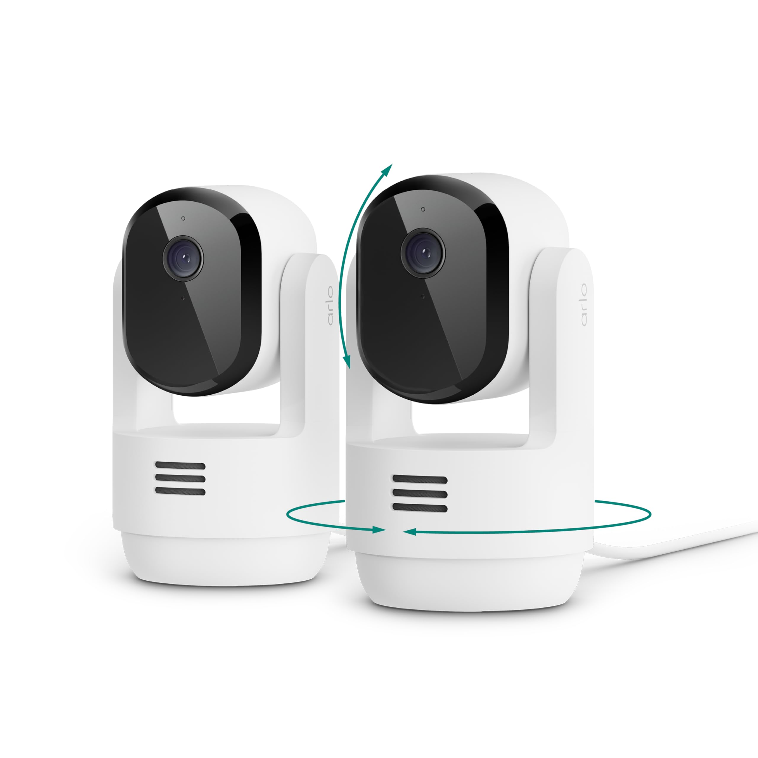 Arlo Essential Indoor Pan Tilt Security Camera 2K Kit (2-Cam) – 2025 Release, Wired Power, 360° View, Night Vision