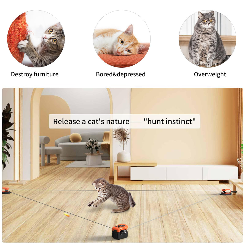 AsFrost Upgraded Cat Toy — Interactive Treadmill with Moving Mouse (Bright Orange)