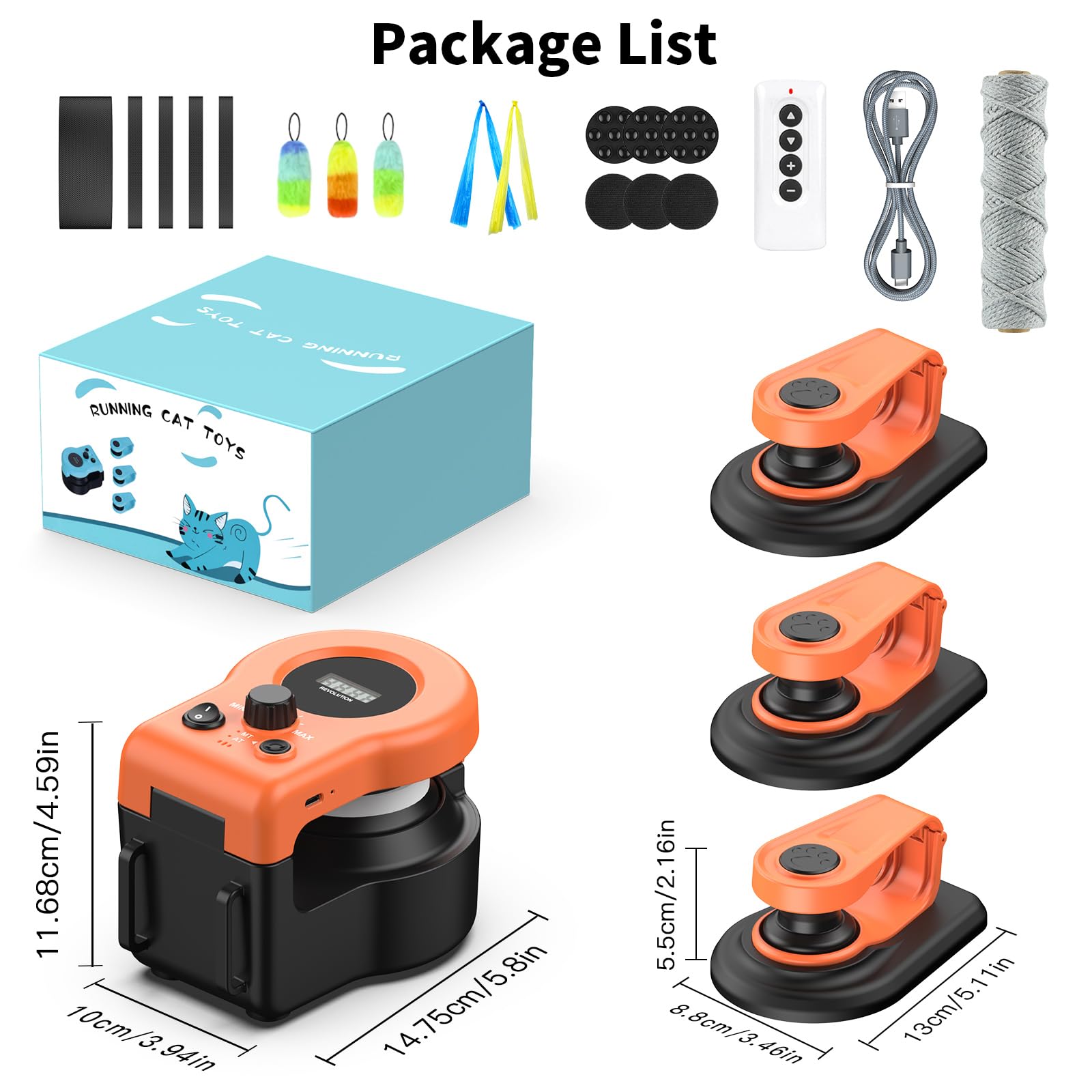 AsFrost Upgraded Cat Toy — Interactive Treadmill with Moving Mouse (Bright Orange)