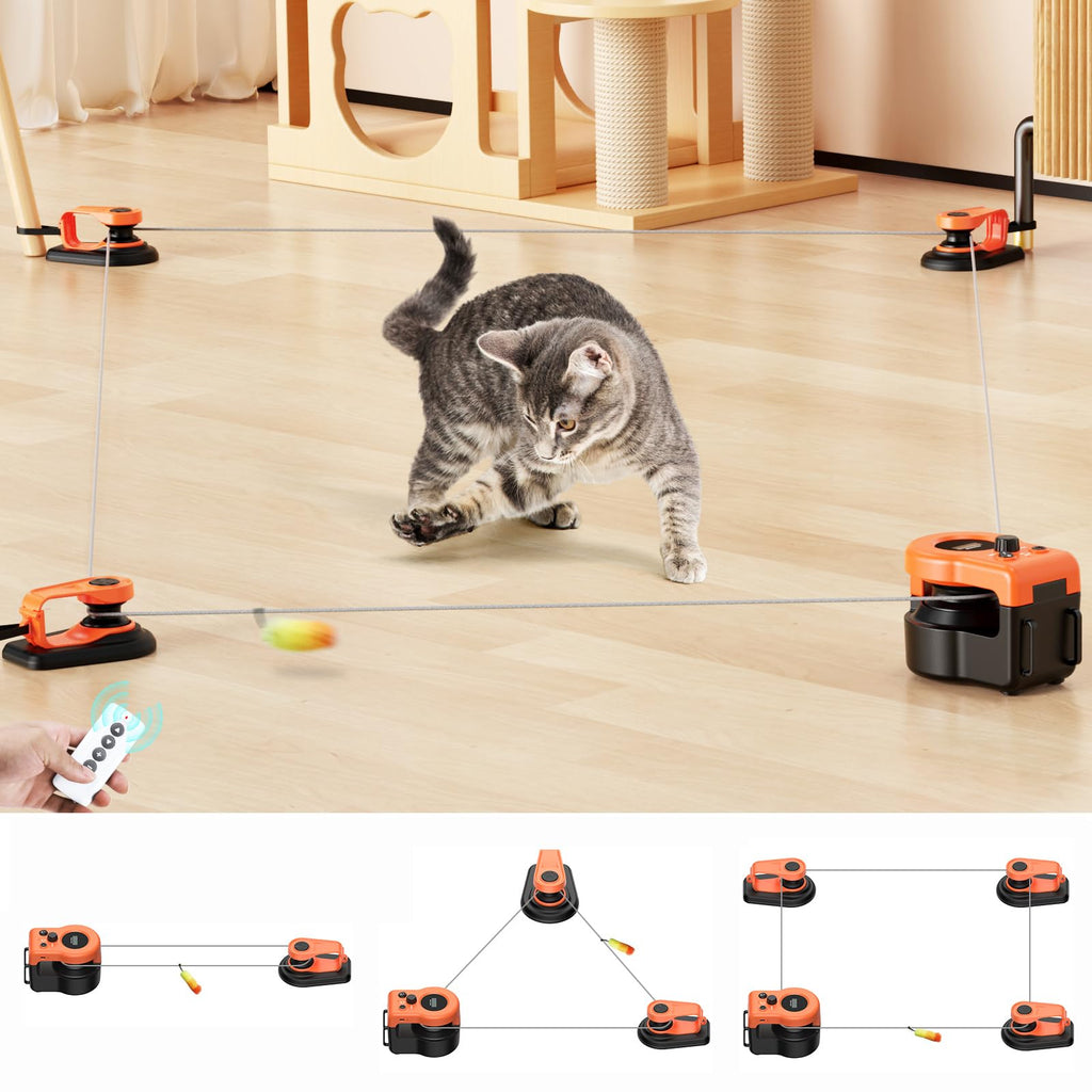 AsFrost Upgraded Cat Toy — Interactive Treadmill with Moving Mouse (Bright Orange)