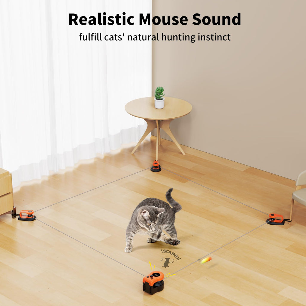AsFrost Upgraded Cat Toy — Interactive Treadmill with Moving Mouse (Bright Orange)