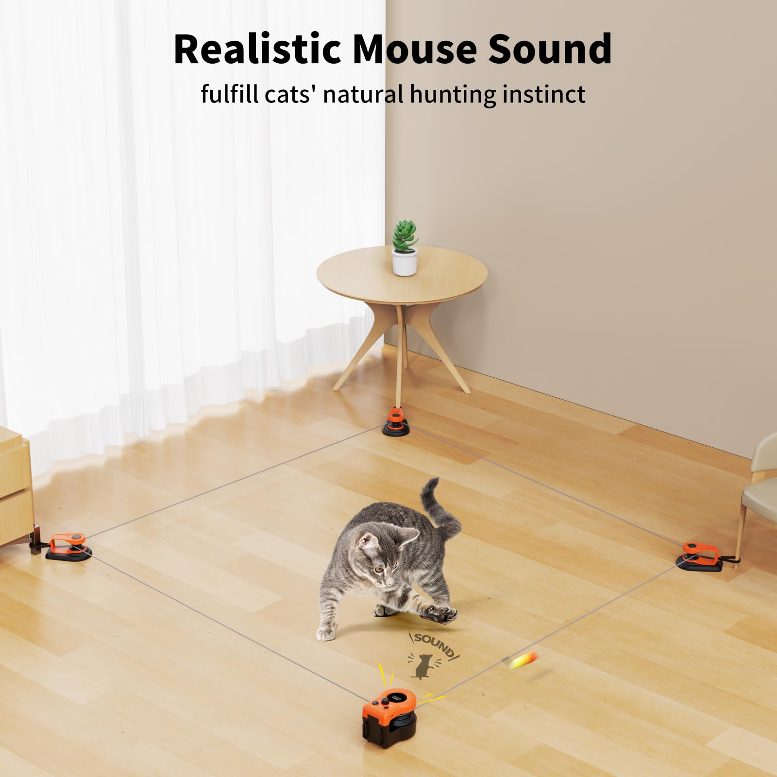 AsFrost Upgraded Cat Toy — Interactive Treadmill with Moving Mouse (Bright Orange)