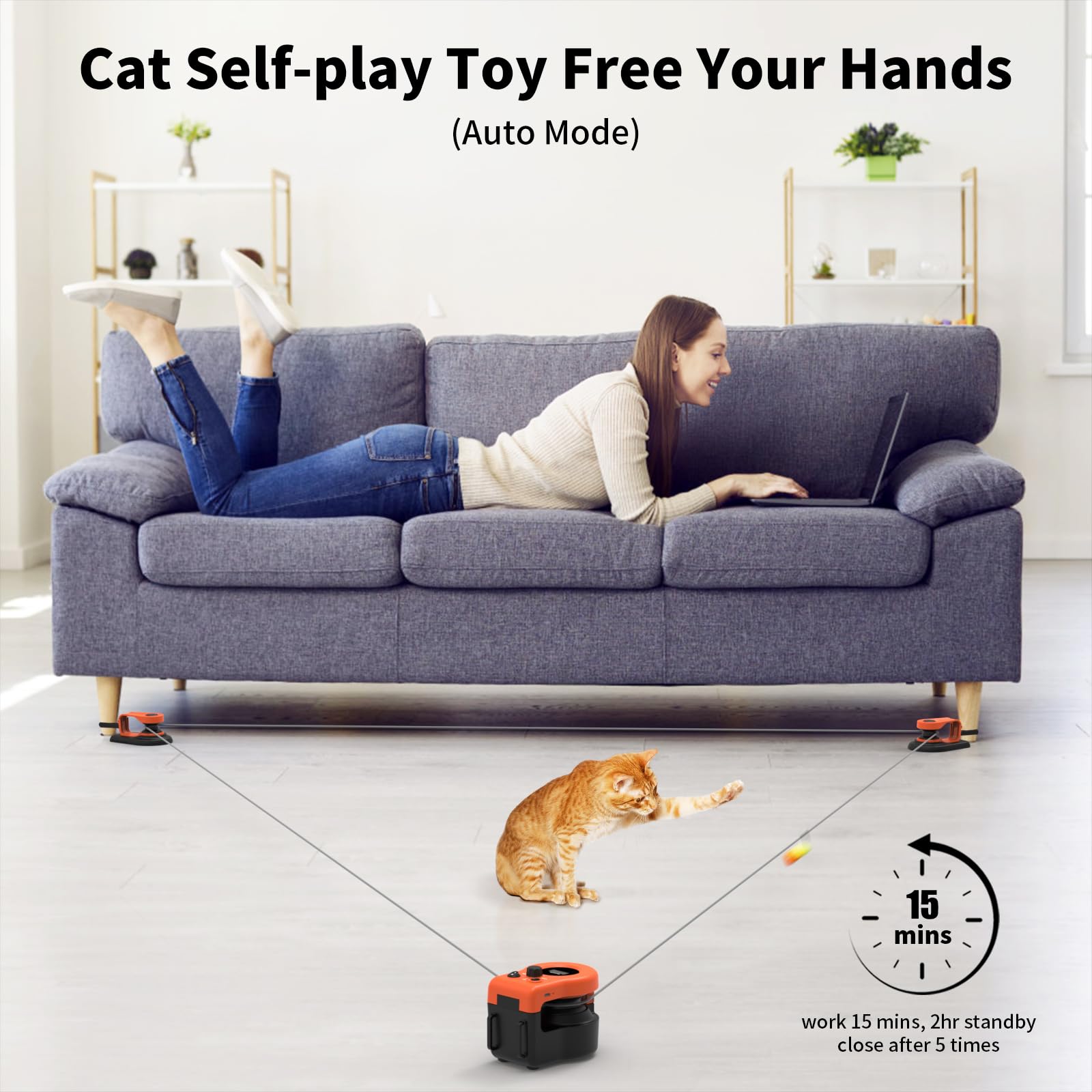 AsFrost Upgraded Cat Toy — Interactive Treadmill with Moving Mouse (Bright Orange)