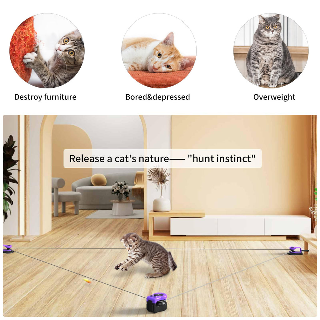 AsFrost Upgraded Interactive Cat Toy — Auto/Manual Mode, Feather Mouse, Indoor Exercise