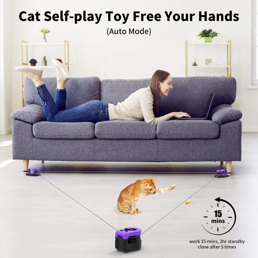 AsFrost Upgraded Interactive Cat Toy — Auto/Manual Mode, Feather Mouse, Indoor Exercise