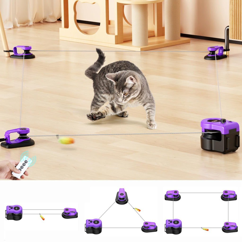 AsFrost Upgraded Interactive Cat Toy — Auto/Manual Mode, Feather Mouse, Indoor Exercise
