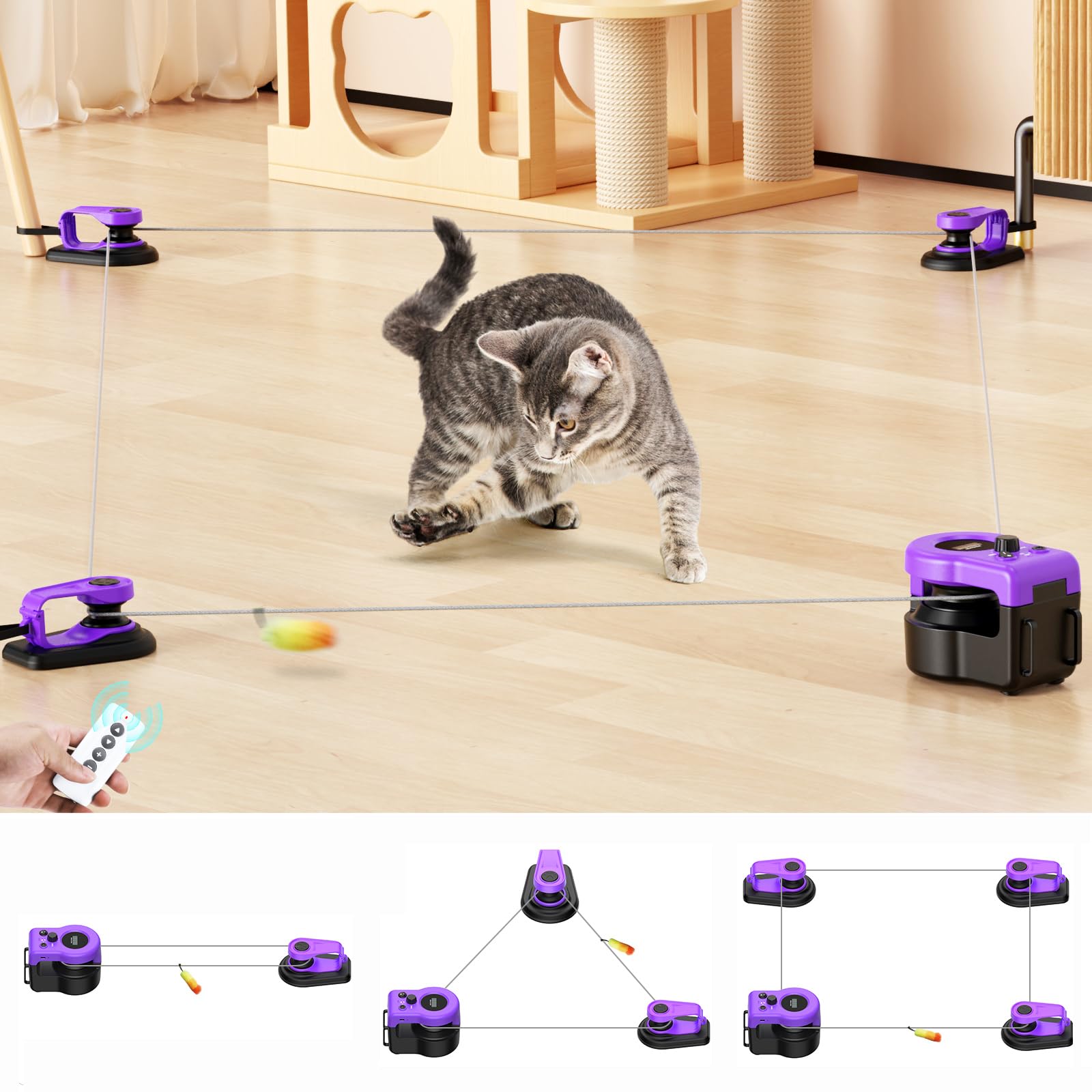 AsFrost Upgraded Interactive Cat Toy — Auto/Manual Mode, Feather Mouse, Indoor Exercise