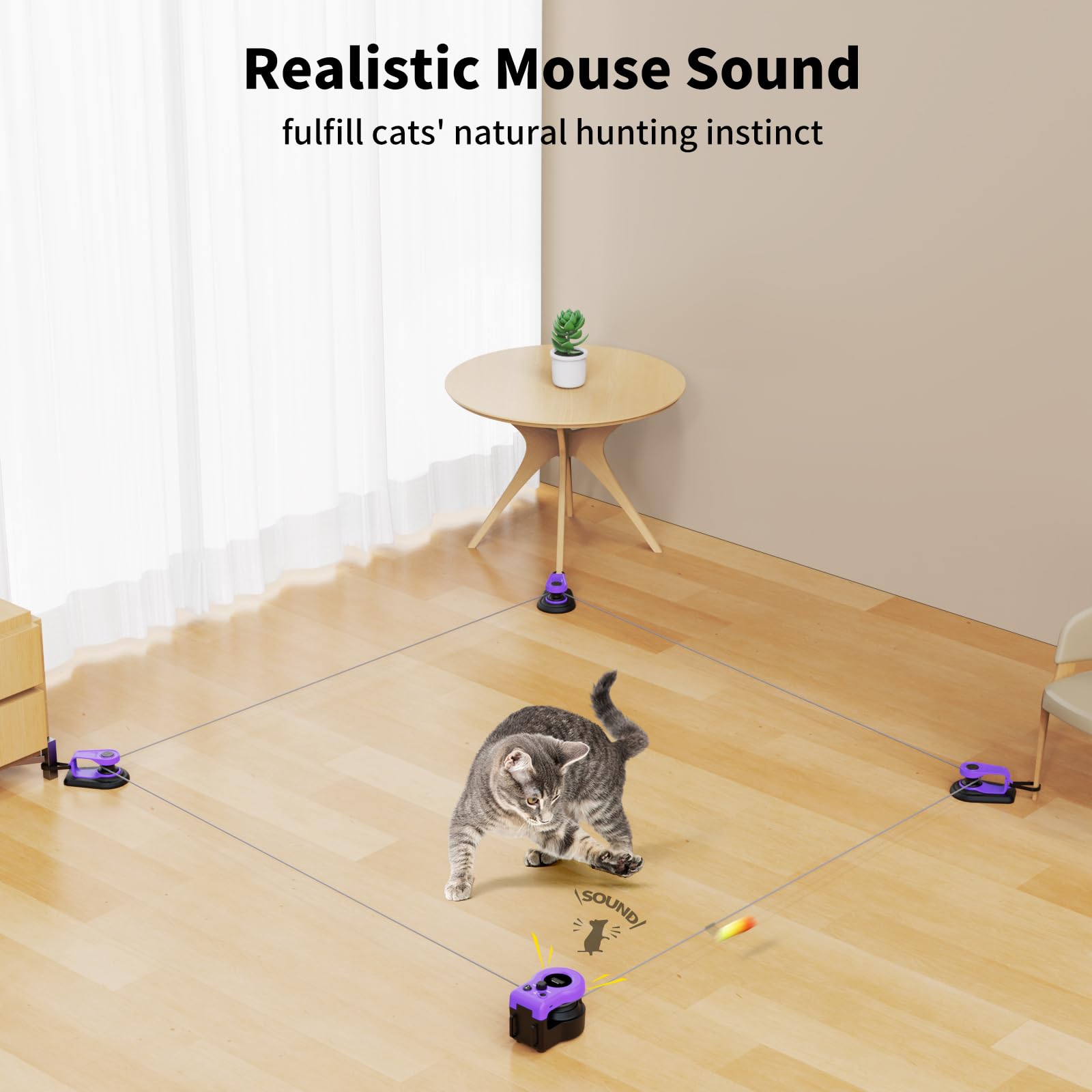 AsFrost Upgraded Interactive Cat Toy — Auto/Manual Mode, Feather Mouse, Indoor Exercise