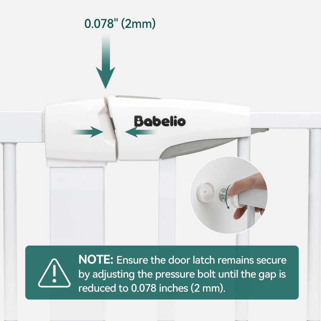 BABELIO Baby Gate with Adjustable Cat Door – 29-43in Wide, Auto-Close & Walk-Through