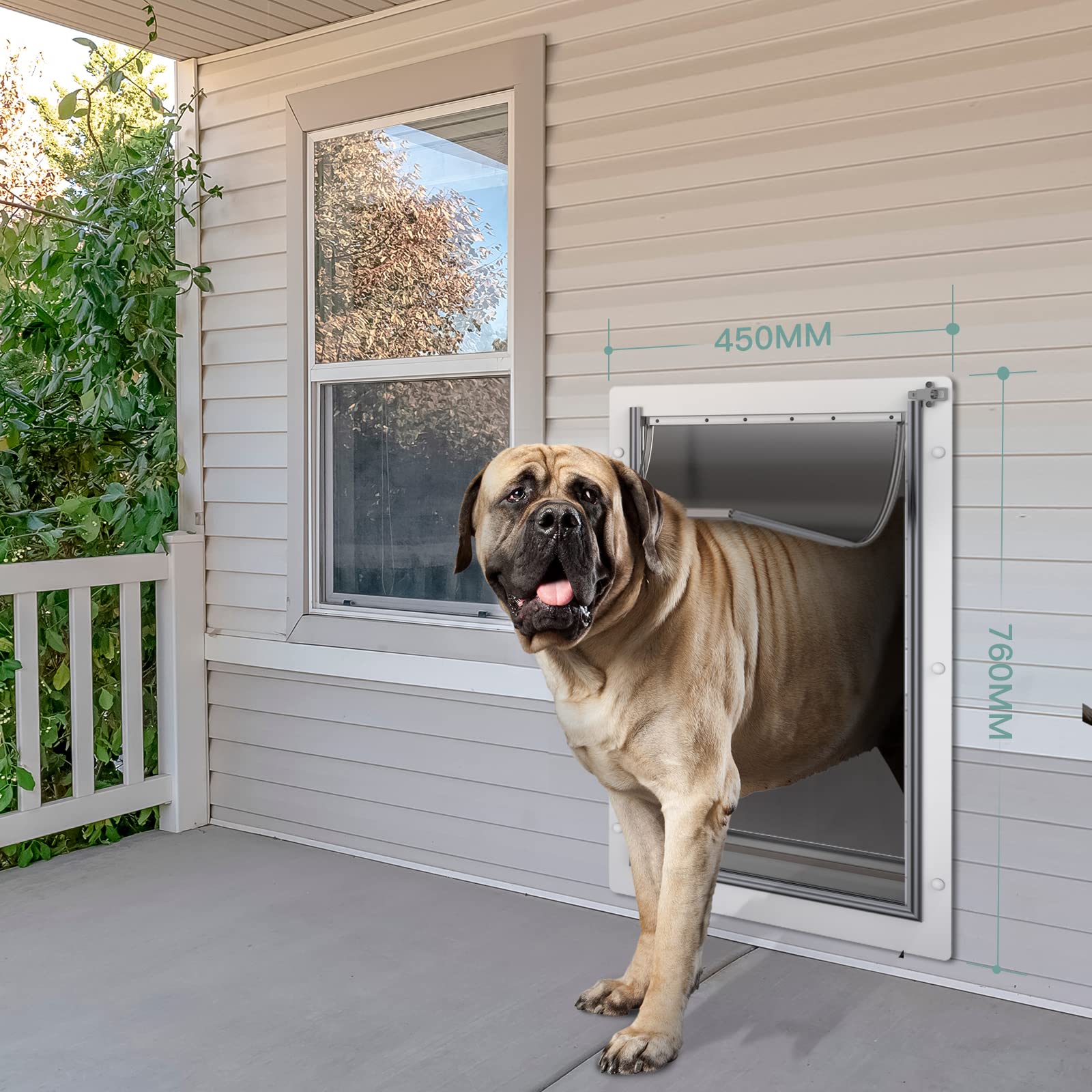 Baboni Pet Door for Wall - 3-Flap, Telescoping Tunnel, Steel Frame | X-Large
