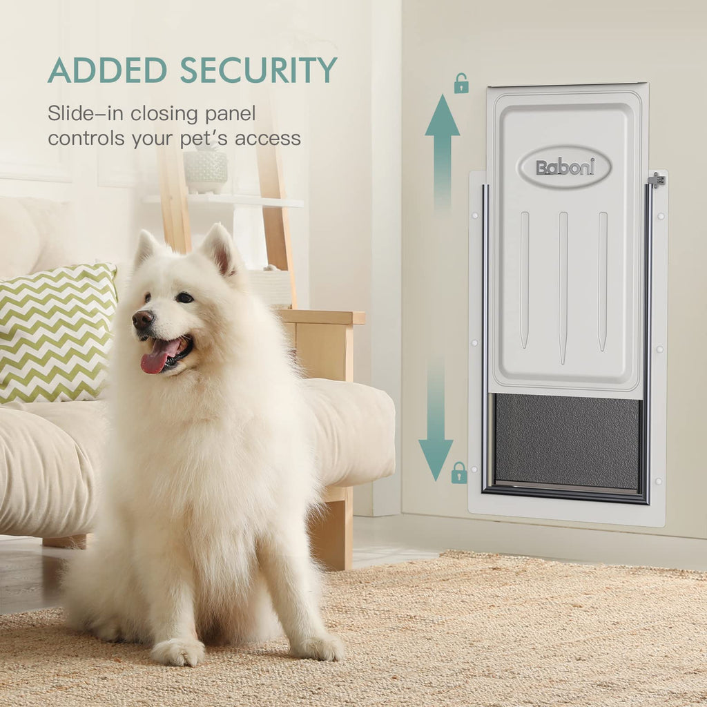 Baboni Pet Door for Wall - 3-Flap, Telescoping Tunnel, Steel Frame | X-Large
