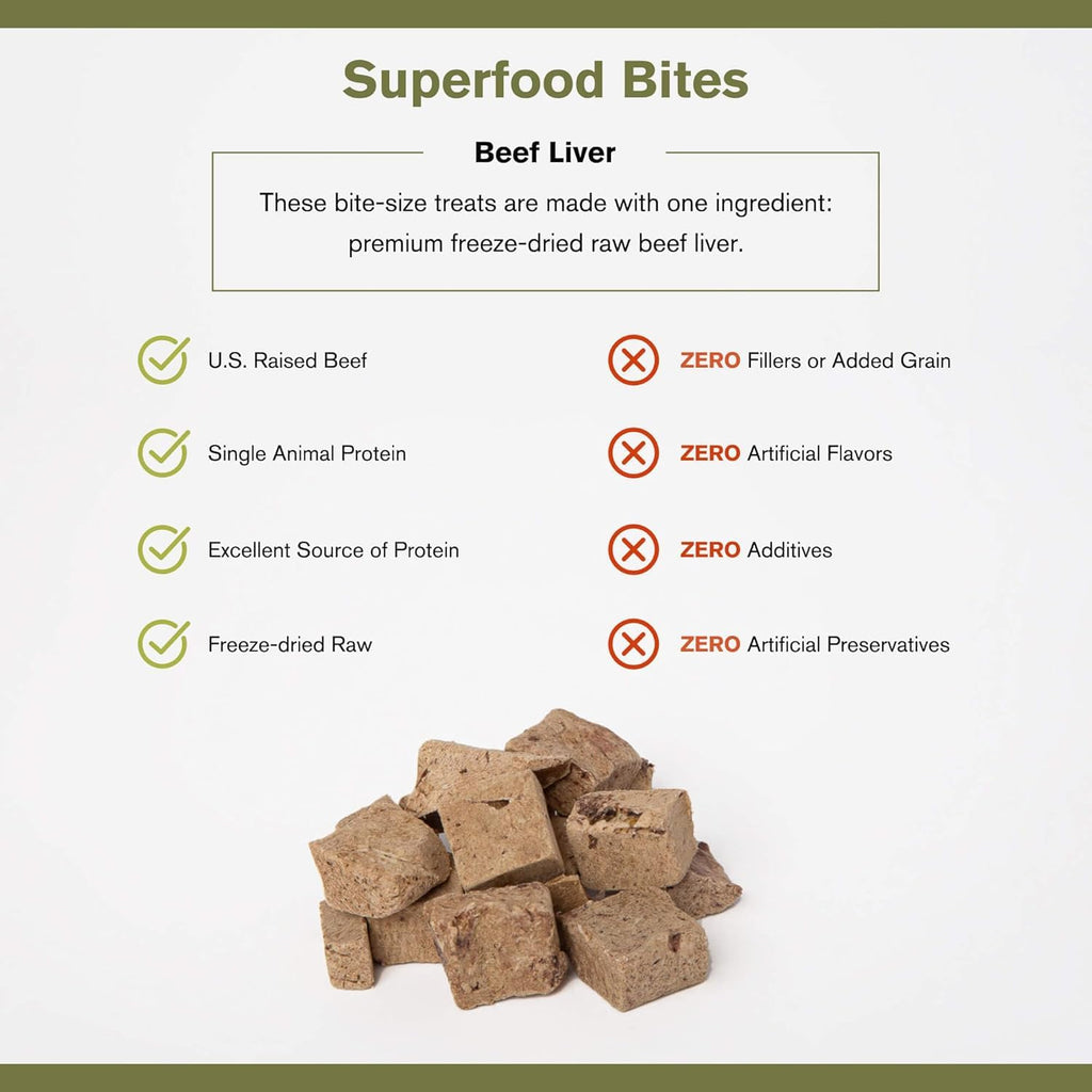 BADLANDS RANCH Superfood Bite Beef Liver Freeze-Dried Dog Treats | Protein-Rich, Single-Ingredient Reward