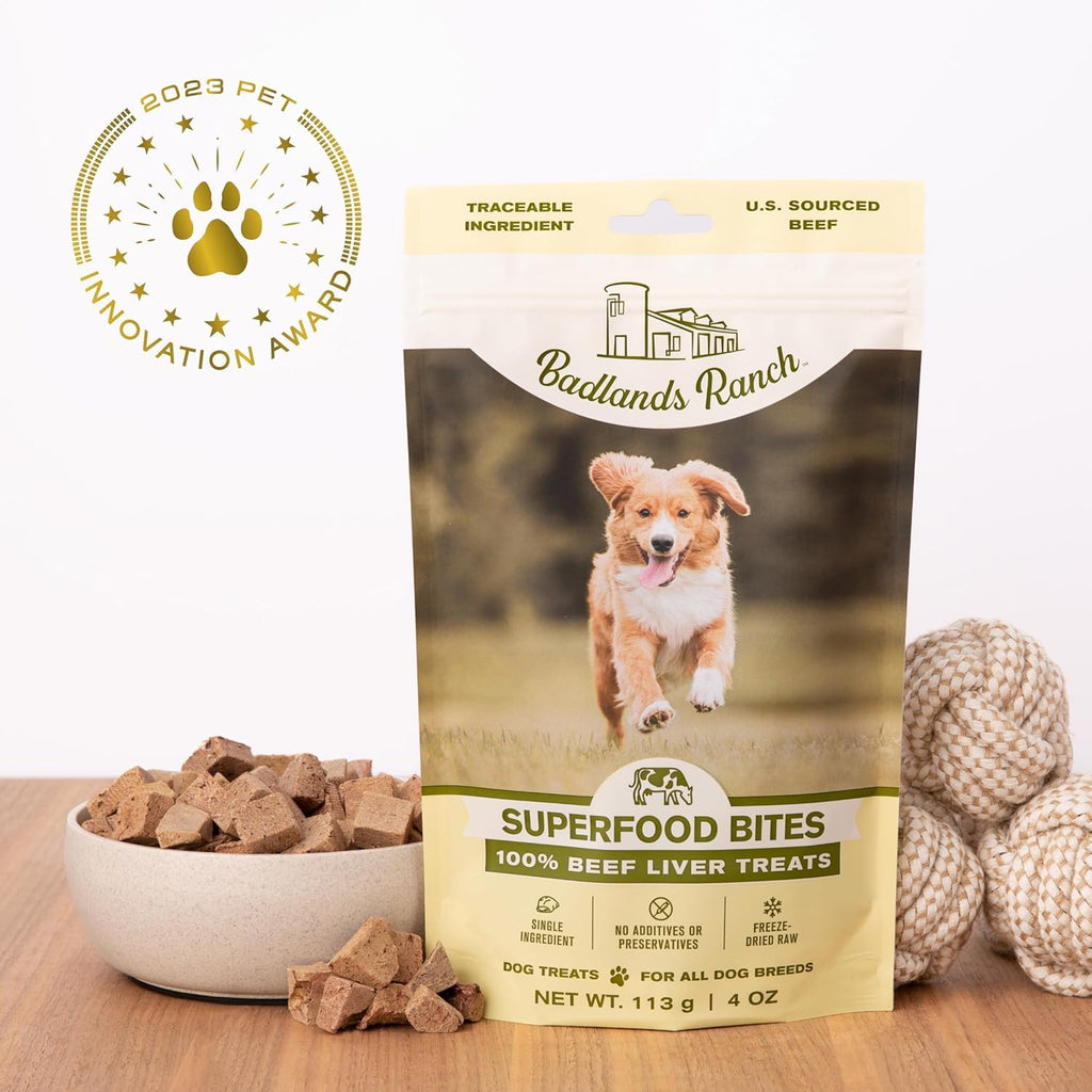 BADLANDS RANCH Superfood Bite Beef Liver Freeze-Dried Dog Treats | Protein-Rich, Single-Ingredient Reward